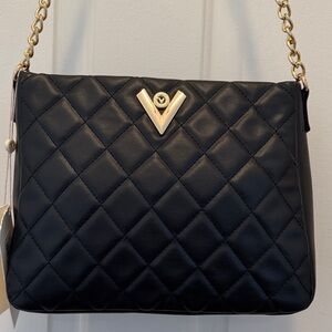 Orlandi Valentino Black Quilted Vegan Bag New